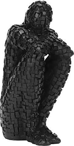 Sempoda Esculturas Abstractas de Mosaico Moderno, Estatua Abstracta de Resina de Moda Simple Escultura Moderna, Esculturas Abstractas de Mosaico Figura de Pensamiento Masculino Abstracto de Resina