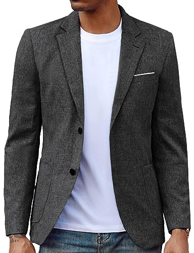 Men's Casual Blazer Sport Coat Lightweight Sport Jacket 2 Button Notch Collar Suit Jacket Black Grey