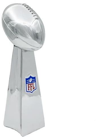MASCOTWISH Fantasy-Fußball-Trophäe 1, ultimative Fantasy-Football-Trophäe, realistische Fantasy-Liga-Gewinnerpokal, helles Silber, Lombardi-Trophäe, elegantes und langlebiges Design, 3 Größen