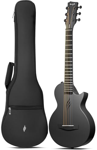 Enya Nova Go Mini-Gitarre – Akustische Gitarre, Schwarz, 1/4 aus Kohlefaser, für Kinder, Erwachsene, Anfänger, Reisegitarre, Musikerziehung für Kinder, Geschenk zu Ostern, Geburtstag, Weihnachten