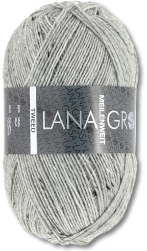 Frida's Wollhaus Lana Grossa 100 g Meilenweit 100 Tweed Sockenwolle Stricken Garn 20 Farben (110 | Grau meliert)