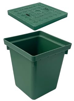 Natotela Underground Splice Box W/FRP Inspection Cover 12.5x12.5x14.3in Deep Enclosure Box Precast Polyethylene Distribution Pit Access Electrical Junction Boxes Drillable Tapered Wiring Box for Cable