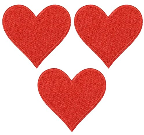 PATIKIL Stoffflicken zum Aufbügeln 6.9x7cm Bügelflicken 3 Packung Aufnäher Herz Form Bestickte Liebe Applikationen für Kleidung Jacken Hut Rucksack Reparieren Dekorationen Rot | Love Appliques Verzierungen für Kleidung, Jacken, Hüte, Rucksäcke, Reparaturen und Dekorationen