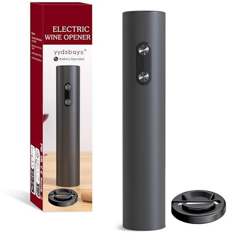 YYDSBAYS Tire Bouchon Électrique Ouvre Bouteille Automatique Décapsuleur pour Vin Professionnel pour Amateurs de Vins Cadeau (Noir, Ouvre-bouteille avec Coupe-Capsule, Fonctionne avec Batterie)