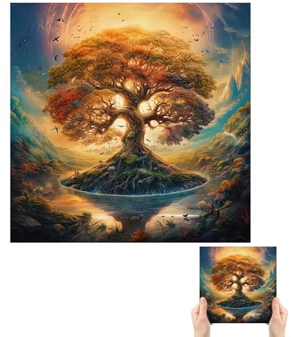 Vordpe Wooden Puzzle for Adults, Wooden Puzzle with Box, Wooden Puzzle for Adults and Children, Perfect for Home Decoration and Gifts (Tree G, S)
