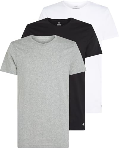 Calvin Klein mäns S/S T-shirt (förpackning med 3), Multi (svart, vit, grå ljung), L
