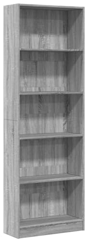vidaXL Bücherregal Grau Sonoma 60x24x176 cm Holzwerkstoff | Du hast genug Platz für Bücher und Kleinkram, Schlanker und einfacher Stil passt in jeden Raum,