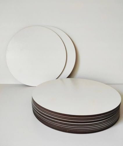 Generisch KonditorParadies Tortenplatten Rund, 22 cm Durchmesser, Set mit 5 Stück, Weiß, MDF-Material