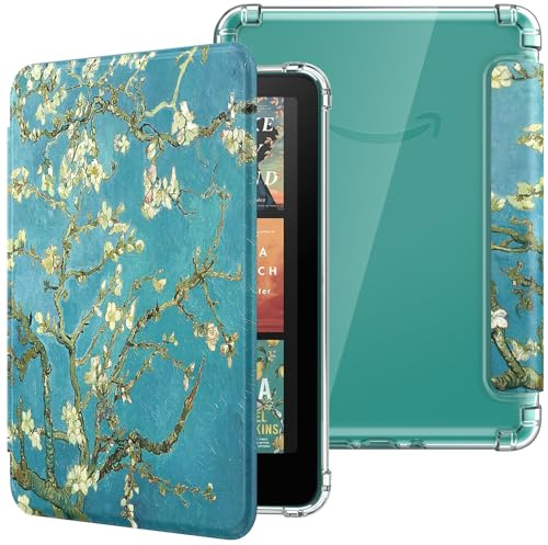 Moko Hülle für 7 Kindle Paperwhite 12.Generation & Colorsoft,Aprik Blum | Ultraklar Weich Transparent Rückseite Leicht Schutzhülle mit Auto Schlaf/Aufwach