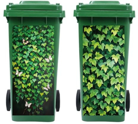 Peacoblue 2 Sheets Wheelie Bin Stickers Ivy for Dustbin Decorative | 82x38cm,rubbish Cover,Large Wraps,Waterproof,Funny Decals for Fridges Door,Wall,Garden Indoor Outdoor Patio Decor