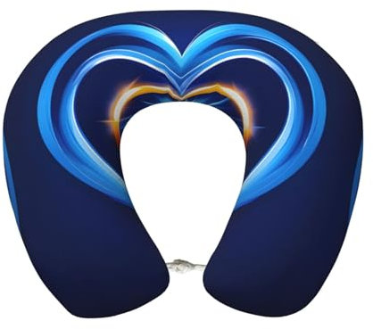 Himmelblaues Herz-Aufdruck, personalisiertes Reisekissen aus Memory-Schaum, geeignet zum Schlafen in mehreren Szenarien
