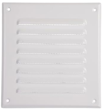 Abluftgitter Aluminium, Lüftungsgitter mit Insektenschutz, Flache Quadratische Lüftungsschlitze HVAC-Lüftungsöffnungen Abluftgitter Einschrauben für Kamin Belüftung Anthrazit, 165 x 165mm, Weiß, 1 Stk