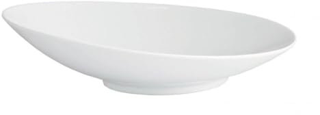 Set de 24 Assiettes plates et ovales LISA avec un léger creux sur les bords, plat à service à pâtes desserts en porcelaine blanc - diamètre 18 x hauteur 8 cm