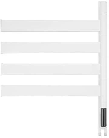 Wulimasun Asciugamani elettrico, 90 W, porta asciugamani riscaldati 45 – 65 °C con 4 barre in acciaio inossidabile, 48 x 64 cm, design girevole a 180 gradi, per bagni, cucine, balconi (bianco)