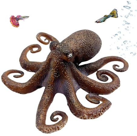 khanoqq Cute Aquarium Octopus Decor, Fish Tank Kraken Ornaments Desk Table Statue Figurine,Realistic Fish Tank Landscape Scenery for Small Fish Crab Shrimp Tank Garden Pond Table Decor