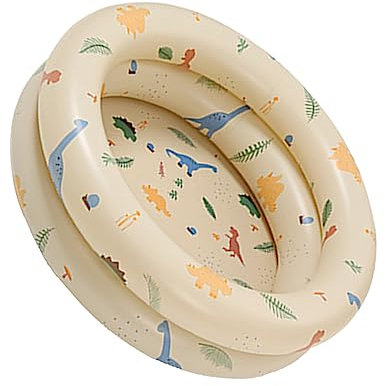 TARSHYRY Baby Pool, Småbarn Badkar Uppblåsbara Pool Baby Retro Spräng Upp Pool Bärbar Rund Pumppool Uppblåsbar Badkar Familj Söt Stil Förtjockad Vatten Pool (Beige dinosaurie)