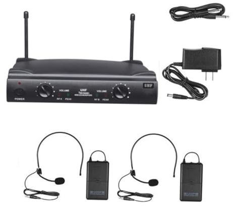 HAMPPLIES Transmisor Inalámbrico UHF De Canales Micrófonos De Diadema y para Karaoke para y