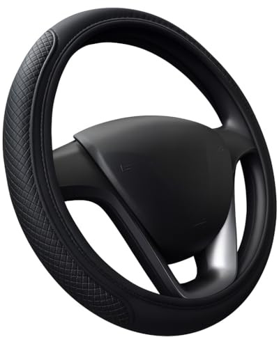 Coprivolante Auto 38 cm Universale Antiscivolo – Morbido Resistente e Adattabile - Design Sportivo Elegante Nero