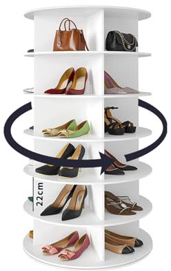 Scarpiera girevole a 360 gradi, salvaspazio, con 6 ripiani ad angolo, per scarpe, cappelli e borse, soluzione versatile per riporre le scarpe e come espositore