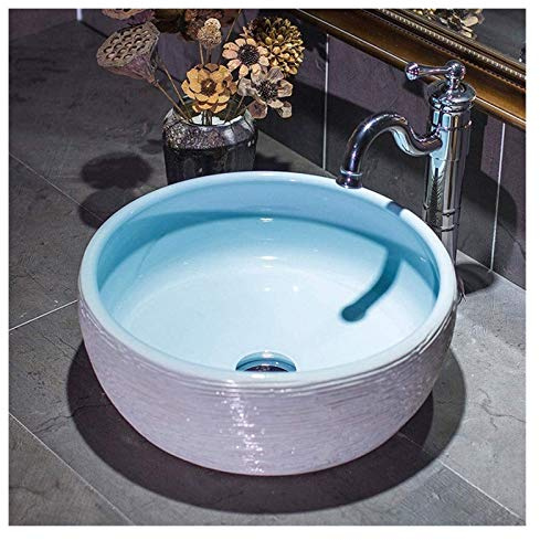 Lavabo de salle de bain, meuble-lavabo de salle de bain, vasque à poser de 30 cm, vasque en céramique et porcelaine, vasque ronde blanche brillante