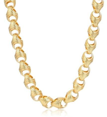 Gold Heavy XL Acorn Chain Necklace, 28-Inch, 315g, Gold Plated - Bling King London