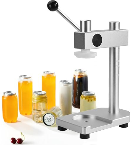 ZIXIAOS Aluminum Alloy Cup Closing Machine, Hand Tin Can Seamer Machine with Fixed Base, Sealing Capacity 250/330/400/500/700 Ml,For Sealing Pet Bottle Can Silver