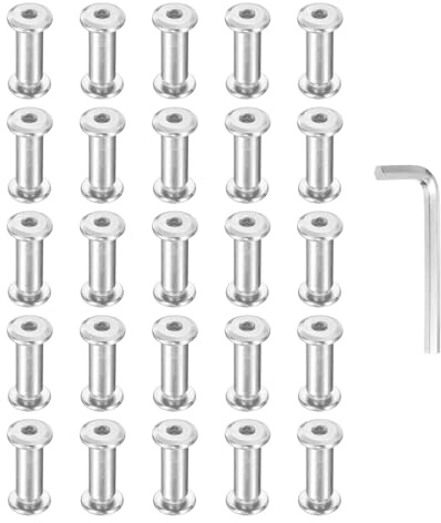 PATIKIL M6x6mm Hex Chicago Screws 8x20mm, 20Pcs 304 Stainless Steel Metric Hex Drive Socket Cap Binding Post Screw Posts for Scrapbook Leather Belt Album Furniture Repair, Silver