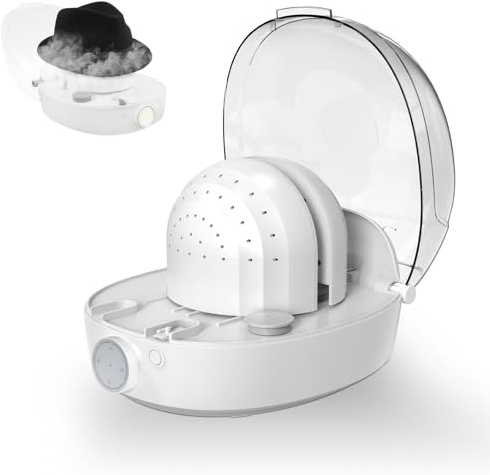 Pulitore automatico per cappelli, macchina per stirare e asciugare cappelli con funzione vapore, aria fredda e calda, telaio di supporto regolabile, macchina per la cura dei cappelli