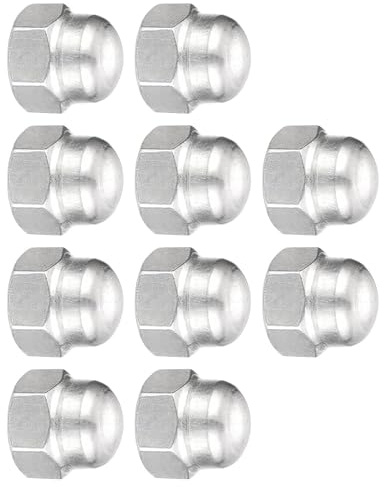 TA-VIGOR 3/8-16UNC Acorn Cap Nuts, 10 Pack 304 Stainless Steel Hex Cap Nuts, Dome Nut Cap for Thread Protection, Silver