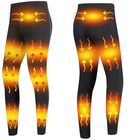 12 områden uppvärmda byxor för kvinnor, elektriska termiska underkläder leggings uppvärmande långkalsonger för jakt och cykling