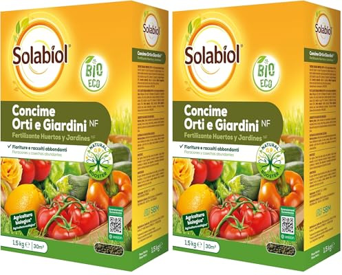 Solabiol Abono para huerto, 100% orgánico con estimulador radicular para una mejora de la cosecha, amarillo (Paquete de 2)