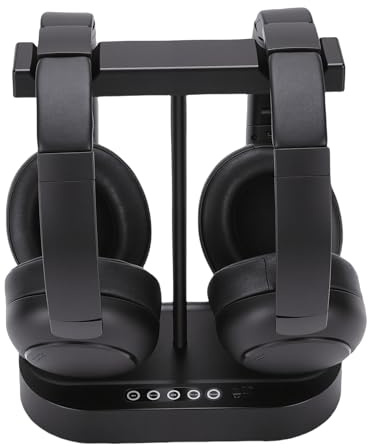 Annadue Double Casque TV sans Fil avec Base de Chargement, Batterie Longue 40 Heures pour Personnes âgées, Voix Claire et Confortable, Compatible avec Bluetooth et Smart TV