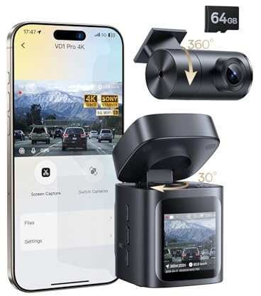 Baseus VD1 Pro Dashcam Auto Vorne Hinten 4K/1080P | Auto Kamera mit Solar-Unterstütztem Akku-Parkmodus, STARVIS Nachtsicht Parküberwachung, 5GHz WLAN, GPS, Weitwinkel