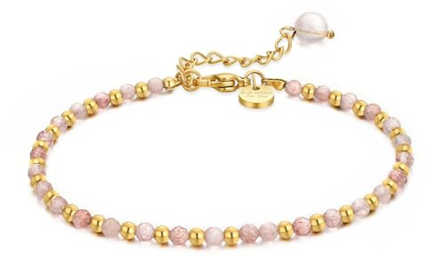 vissen Bracelet Pierre Naturelle Femme et Acier Inoxydable Plaqué or Bijoux Hypoallergénique