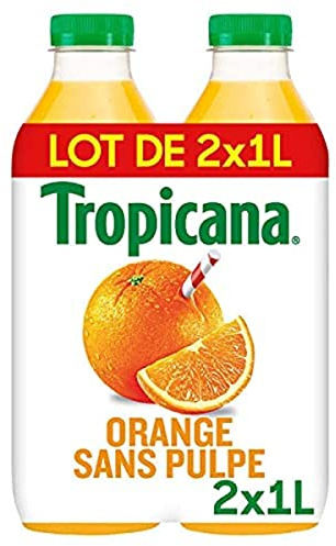 Tropicana Jus d'Orange sans Pulpe, 2 x 1L