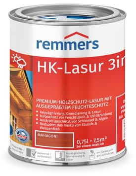 Remmers HK-Lasur 3in1 mahagoni, 0,75 Liter, Holzlasur aussen, 3facher Holzschutz mit Imprägnierung + Grundierung + Lasur, Feuchtigkeit- und UV-Schutz