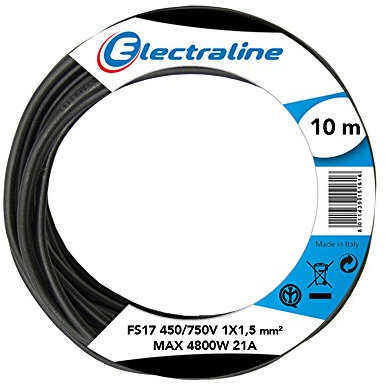 Electraline 13071 Cable unipolar FS17, sección 1 x 1.5 mm², Negro, 10 m