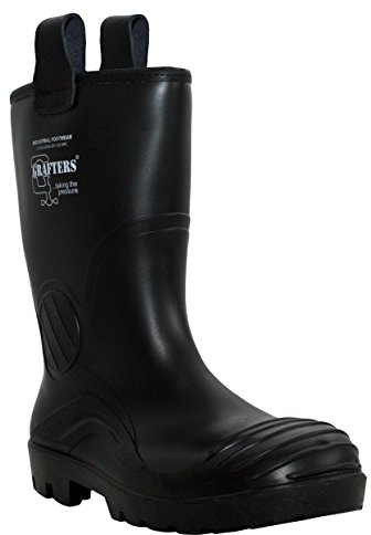 Grafters Mens Heavy Duty Waterproof Mid Calf Fur Lined Full Safety Steel Toe Cap Industrial Work Wellington Boots UK Sizes 7-12 (UK 10, Black)