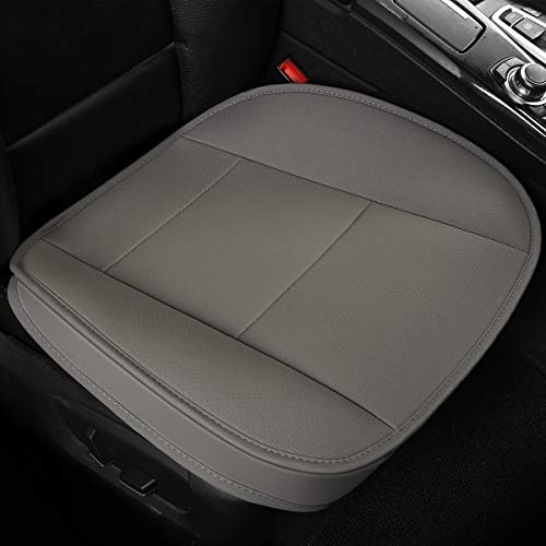 LUOLLOVE Fundas Coche Asientos Universales, Interior de Lujo del Coche Fundas Asientos Coche Delantero Súper Suave Cómodo,Protectors Asientos Coche de Cuero de la PU (2 Piezas Gris)