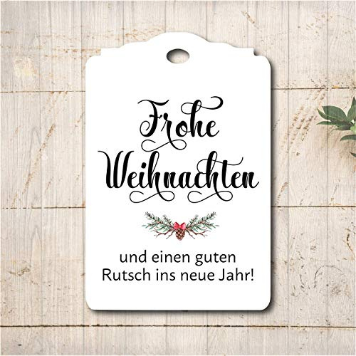 Geschenkanhänger Frohe Weihnachten – 7x4,3 cm Etiketten Tags aus 300 g/m² Karton (Kraftpapier 250 g/m²) – Weihnachtsanhänger für Geschenke & Dekoration