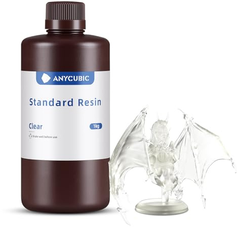 ANYCUBIC 3D Drucker Resin, (Transluzent,1000g) | UV 405nm Standard Rapid Photopolymer Resin mit Hoher Genauigkeit und Schneller Aushärtung und Hervorragender Fließfähigkeit