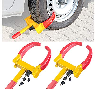Lescars Autokralle: 2er-Set Universal-Radkrallen zum Diebstahlschutz für Reifen bis 265 mm (Autodiebstahl-Sicherung, Wegfahrsperre Auto, Parkplatz)