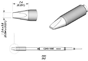 JBC Lötspitze Serie C245E, C245155E/2,4 x 0,8 mm, Meißelform C245155E (Kartusche Lötkartusche Spitze Lötpatrone Lötstift), ideal für sich wiederholende Aufgaben in der Massenproduktion