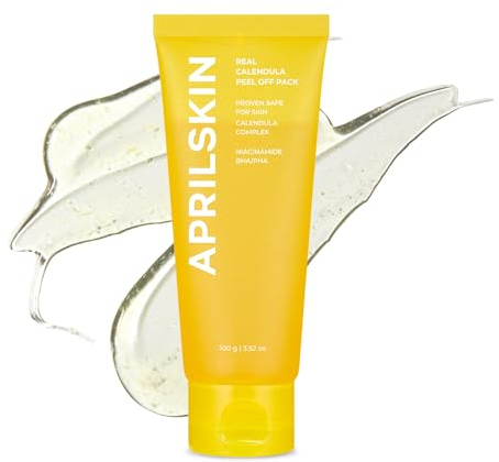 APRILSKIN Calendula Flower-Infused Facial Peel Off Mask, 3.52 fl. oz, PHA, BHA & Niacinamide gently exfoliates, removes impurities, improves uneven skin tone, and minimizes pores, Korean Skincare