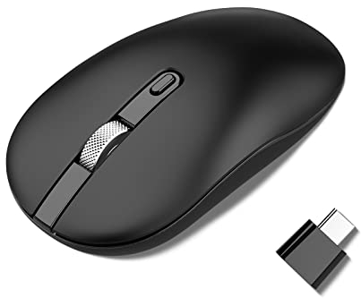 Cimetech Wireless Mouse, Slim Silent Cordless with USB-C Receiver for Laptop, MacBook & Type-C Devices