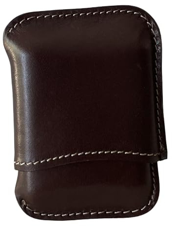 Etabeta ArtigianoToscano - Estuche de piel para 1-4 puros (máx. 4 entrepisos) – Etabeta ArtigianoToscano – Fabricado en Italia (marrón oscuro brillante)