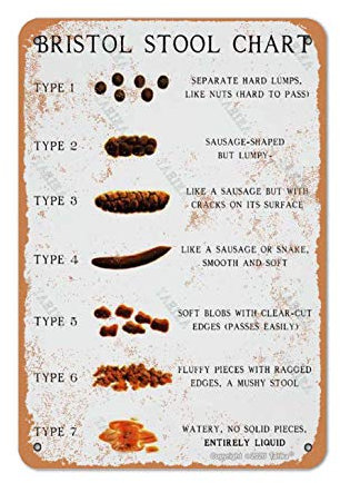 Bristol Stool Chart Metal Vintage Look 20X30 CM Decoration Poster Sign for Home Kitchen Bathroom Farm Funny Wall Decor