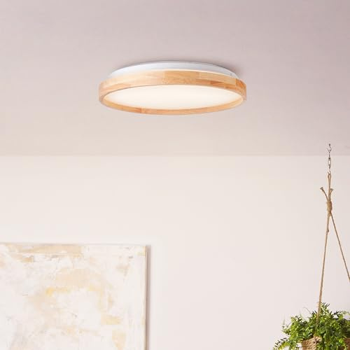 Lightbox LED Deckenlampe - Ø 40 cm - Memory-Funktion - Holz Rahmen aus