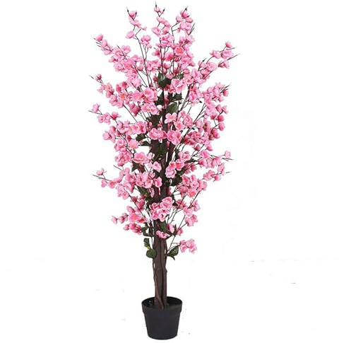 Leaf Künstlicher Baum mit rosa Blüten, 120 cm