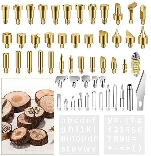 53-teiliges Holzbrennset, Professionelle Lötkolbenspitzen und DIY-Zeichnungsvorlage, Schnitzen, Gravieren, Bastelwerkzeuge, Schablonen, Werkzeuge Zum Prägen, Schnitzen, DIY, Erwachsene, Basteln,(#1)